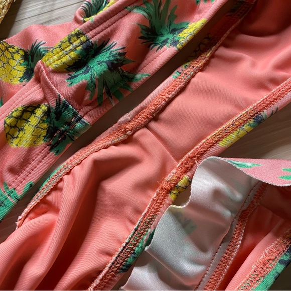 Wildfox 🍍 Ruffle Pineapple Print Strapless Bandeau Bikini Top | Skimpy Bottoms - Picture 10 of 11